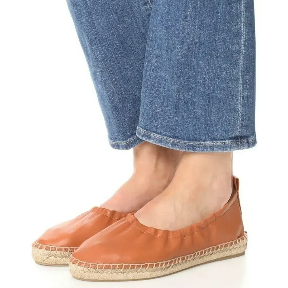Vince. the Rae Lambskin Leather Espadrille Elasticized Topline in Tan W's Sz. 10